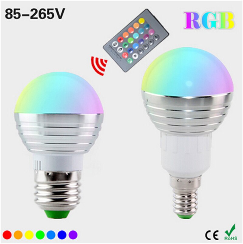 E27 E14 LED RGB Ʈ   AC110V 220V 5W RC LED RGB  dimmable   RGB ȭ + IR   16colors/E27 E14 LED RGB smart Bulb lamp AC110V 220V 5W RC
